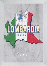 Listing image for Lombardy Italy Region Map Framed Wall Art Poster Canvas Print Picture