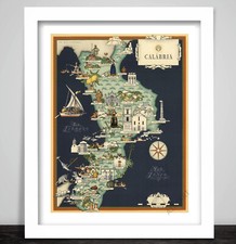 Listing image for Calabria Italy Map 1939 by De Agostini, Giovanni Poster Print 633