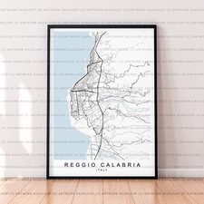 Listing image for Reggio Calabria Map Poster Print Unframed Italy Map Wall Art Street Map Decor